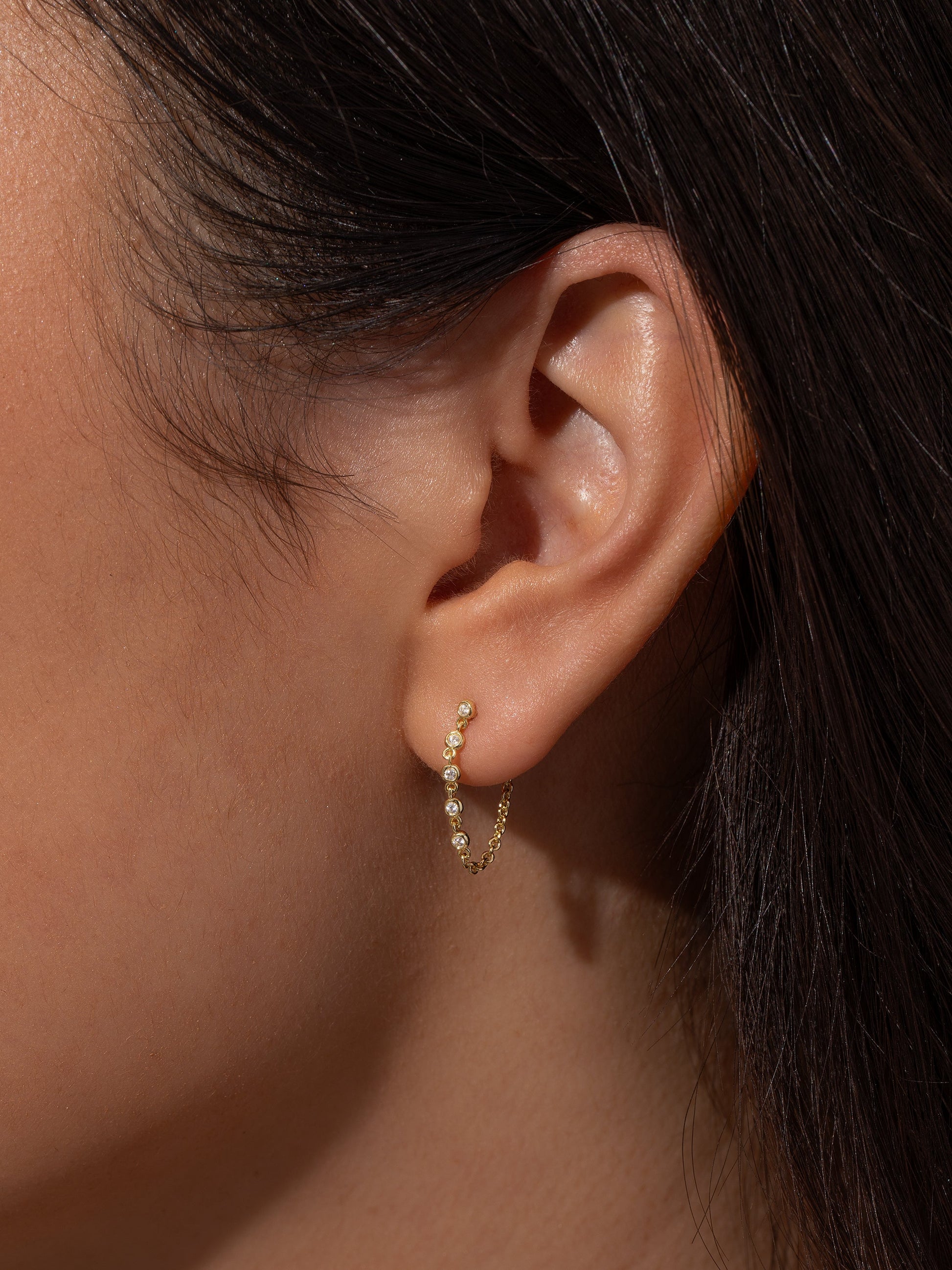 Easy Street Chain Earrings | Gold | Model Image | Uncommon James