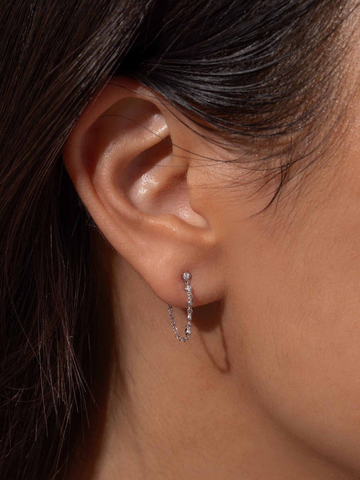 Easy Street Chain Earrings | Silver | Model Image | Uncommon James