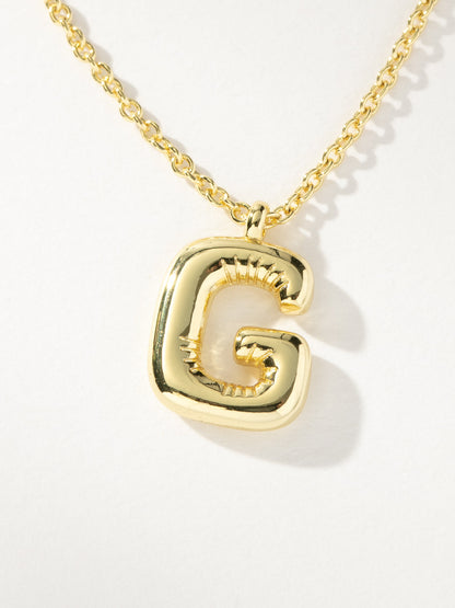 ["Bubble Letter Necklace ", " Gold G ", " Product Image ", " Uncommon James"]