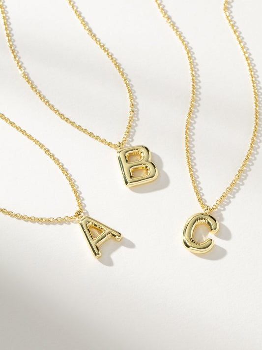 Bubble Letter Necklace | Gold | Group Image | Uncommon James
