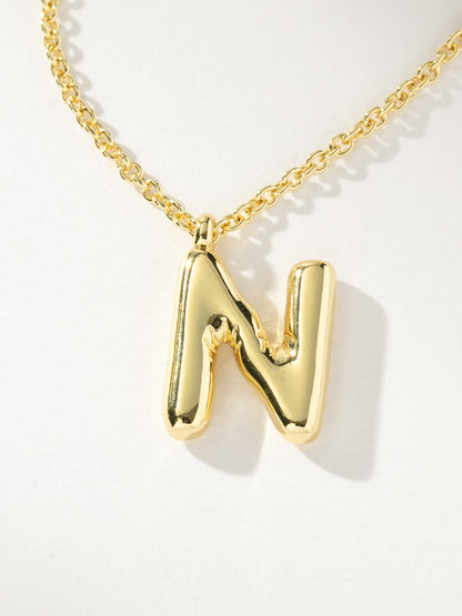 ["Bubble Letter Necklace ", " Gold N ", " Product Image ", " Uncommon James"]