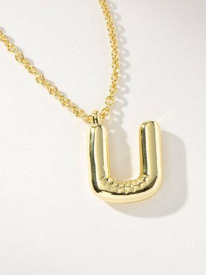 ["Bubble Letter Necklace ", " Gold U ", " Product Image ", " Uncommon James"]