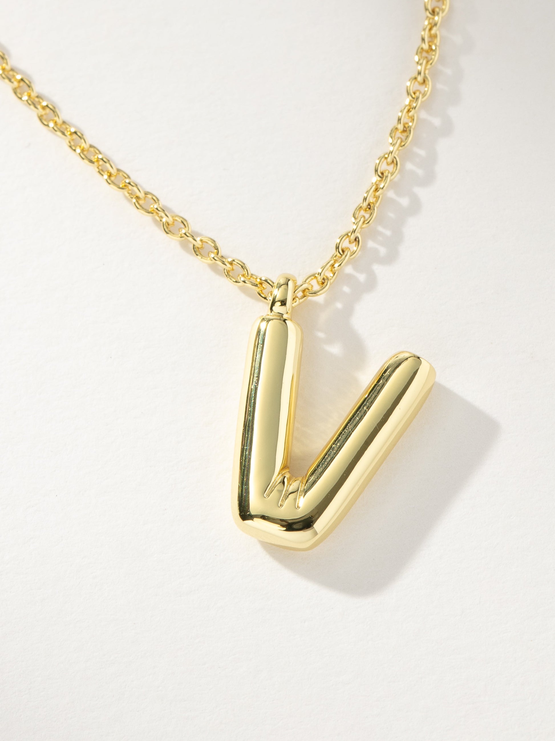 Bubble Letter Necklace | Gold V | Product Image | Uncommon James