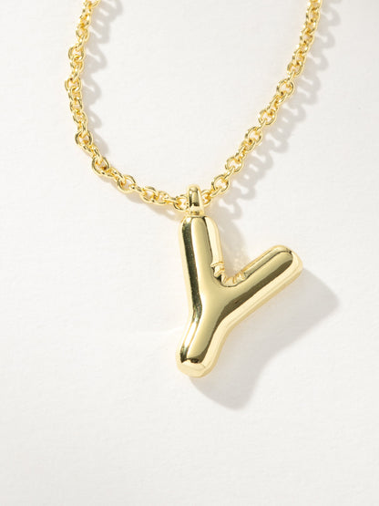 ["Bubble Letter Necklace ", " Gold Y ", " Product Image ", " Uncommon James"]
