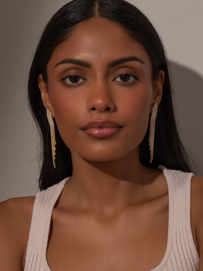 ["Up Late Statement Earrings ", " Gold ", " Model Image ", " Uncommon James"]