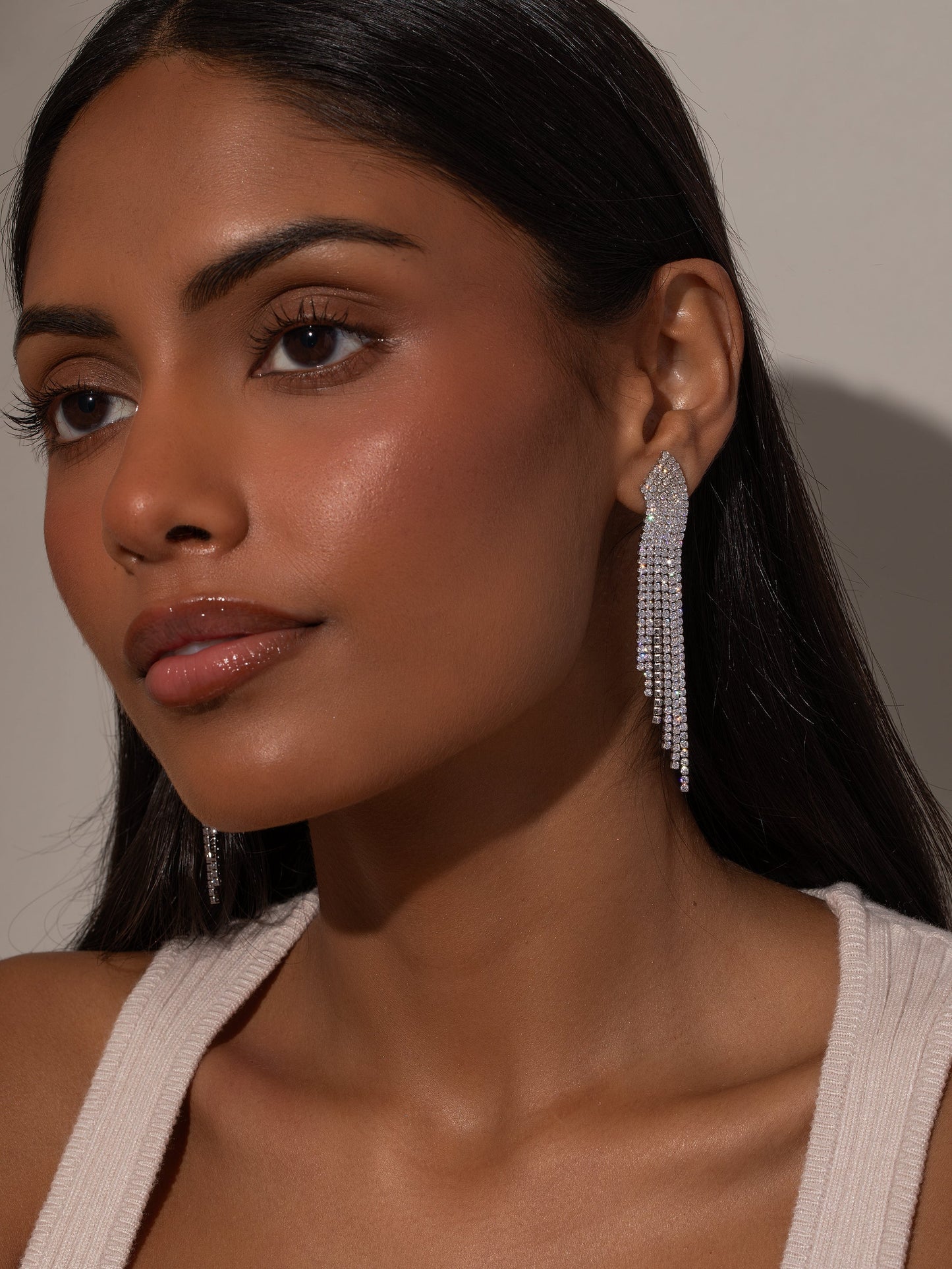 Up Late Statement Earrings | Silver | Model Image | Uncommon James