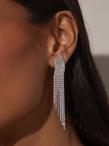 ["Up Late Statement Earrings ", " Silver ", " Model Image ", " Uncommon James"]