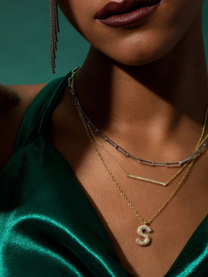 ["Bubble Letter Necklace 2.0 ", " Gold ", " Group Image ", " Uncommon James"]