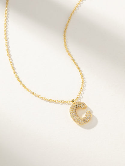 ["Bubble Letter Necklace 2.0 ", " Gold C ", " Product Image ", " Uncommon James"]