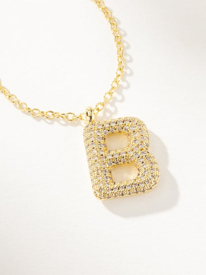 ["Bubble Letter Necklace 2.0 ", " Gold B ", " Product Image ", " Uncommon James"]