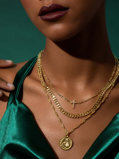 ["Everyday Cross Necklace ", " Gold ", " Campaign Image ", " Uncommon James"]
