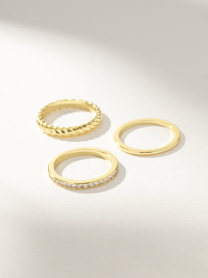 ["Rich Ring Stack (Set of 3) ", " Gold ", " Product Image ", " Uncommon James"]