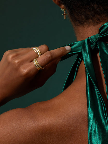 ["Rich Ring Stack (Set of 3) ", " Gold ", " Campaign Image ", " Uncommon James"]
