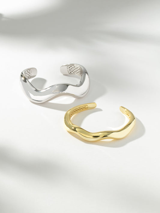 Mixed Metal Wavy Cuff Bracelet (Set of 2) | Mixed Metal | Campaign Image | Uncommon James