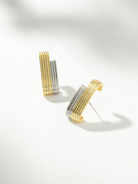Mixed Metal Ribbed Ear Climber | Mixed Metal | Model Image | Uncommon James