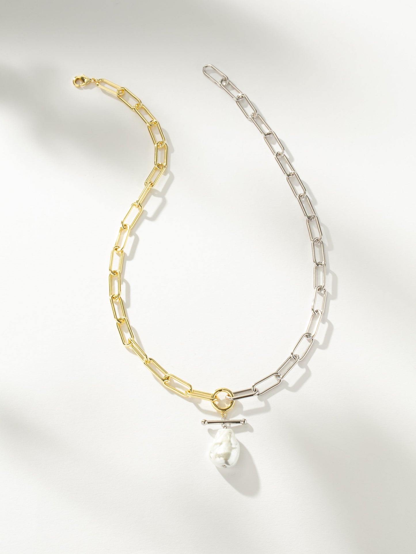 Mixed Metal Pearl and Chain Necklace | Mixed Metal | Product Image | Uncommon James