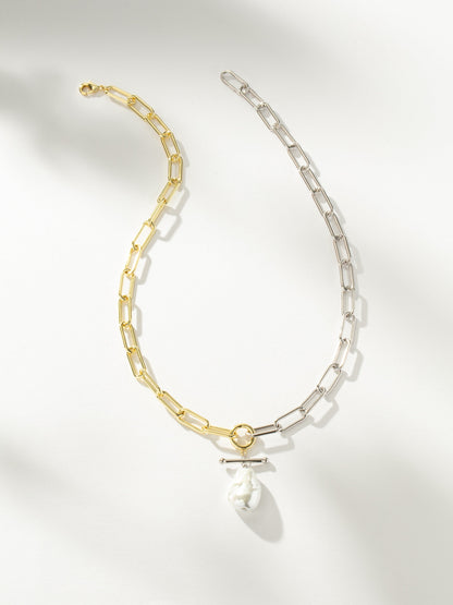 Mixed Metal Pearl and Chain Necklace | Mixed Metal | Product Image | Uncommon James