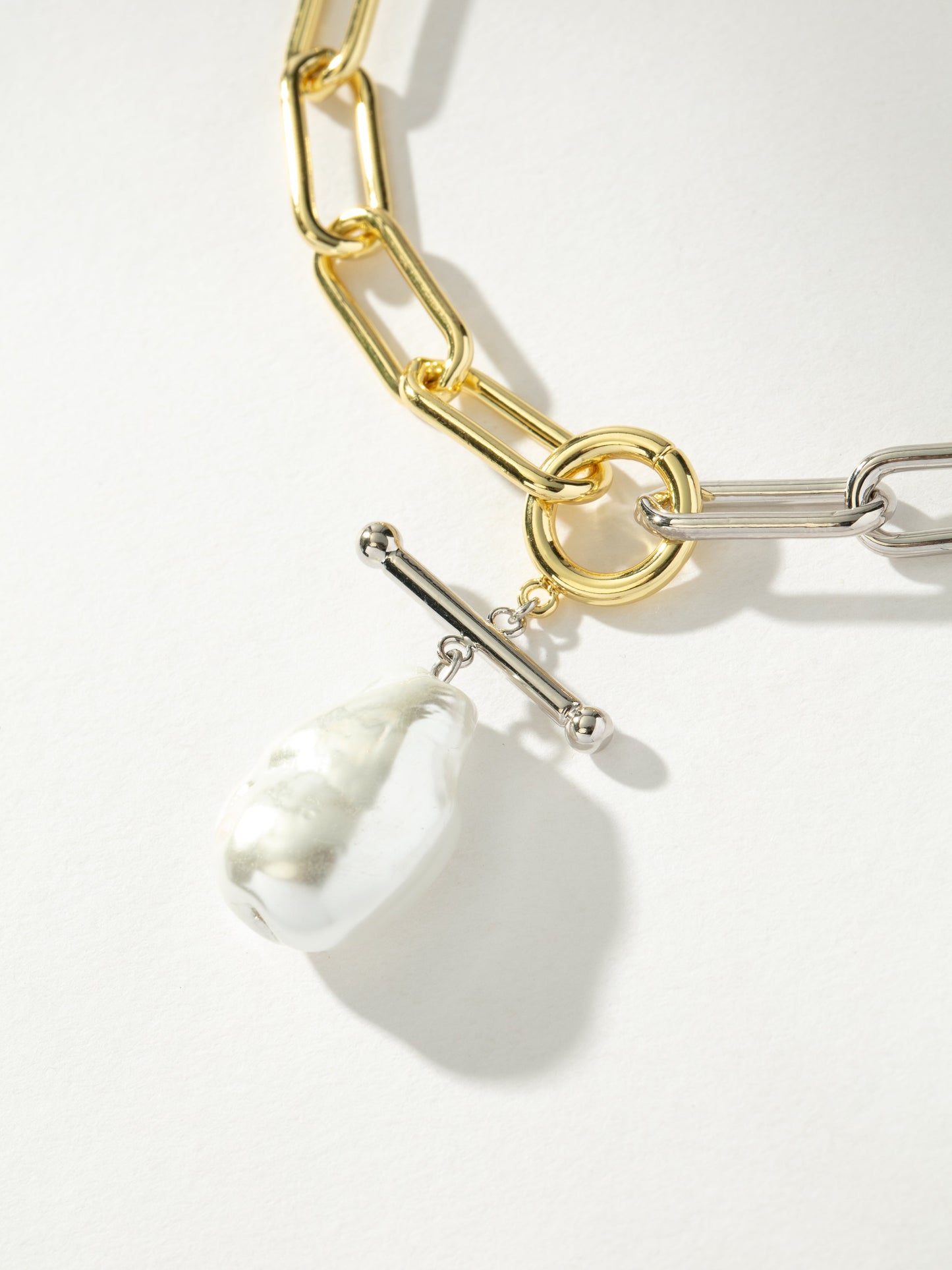 Mixed Metal Pearl and Chain Necklace | Mixed Metal | Product Image | Uncommon James