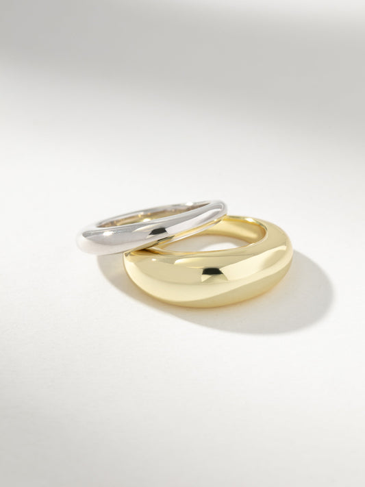 Mixed Metal Dome Ring Stack (Set of 2) | Mixed Metal | Product Image | Uncommon James