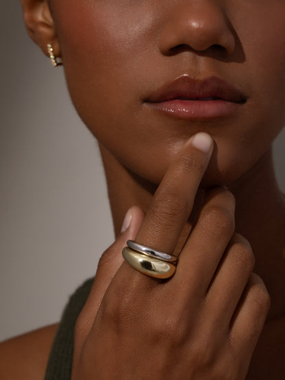 ["Mixed Metal Dome Ring Stack (Set of 2) ", " Mixed Metal ", " Model Image ", " Uncommon James"]