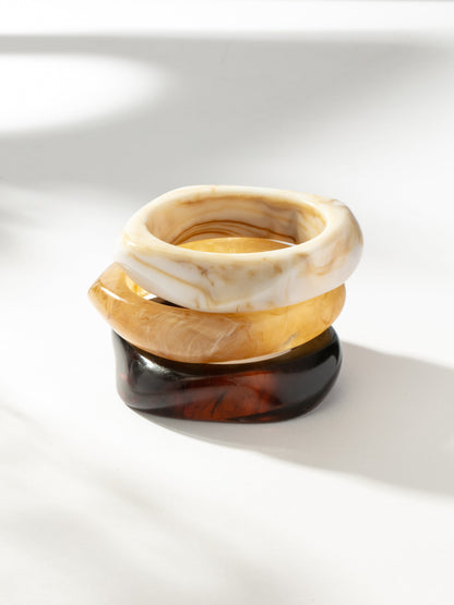 ["Beachy Resin Bangle Bracelets (Set of 3)"]