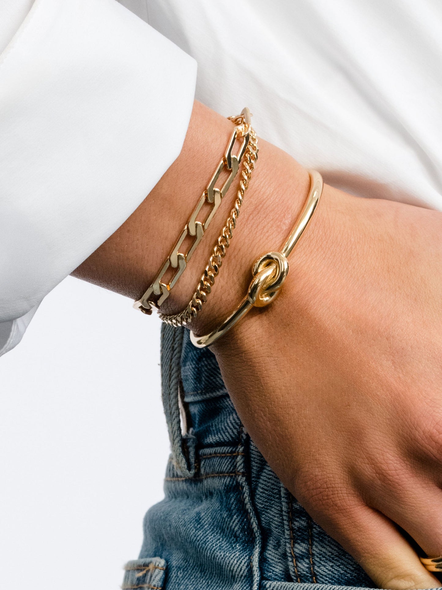 Suki Layered Chain Bracelet | Gold | Model Image | Uncommon James