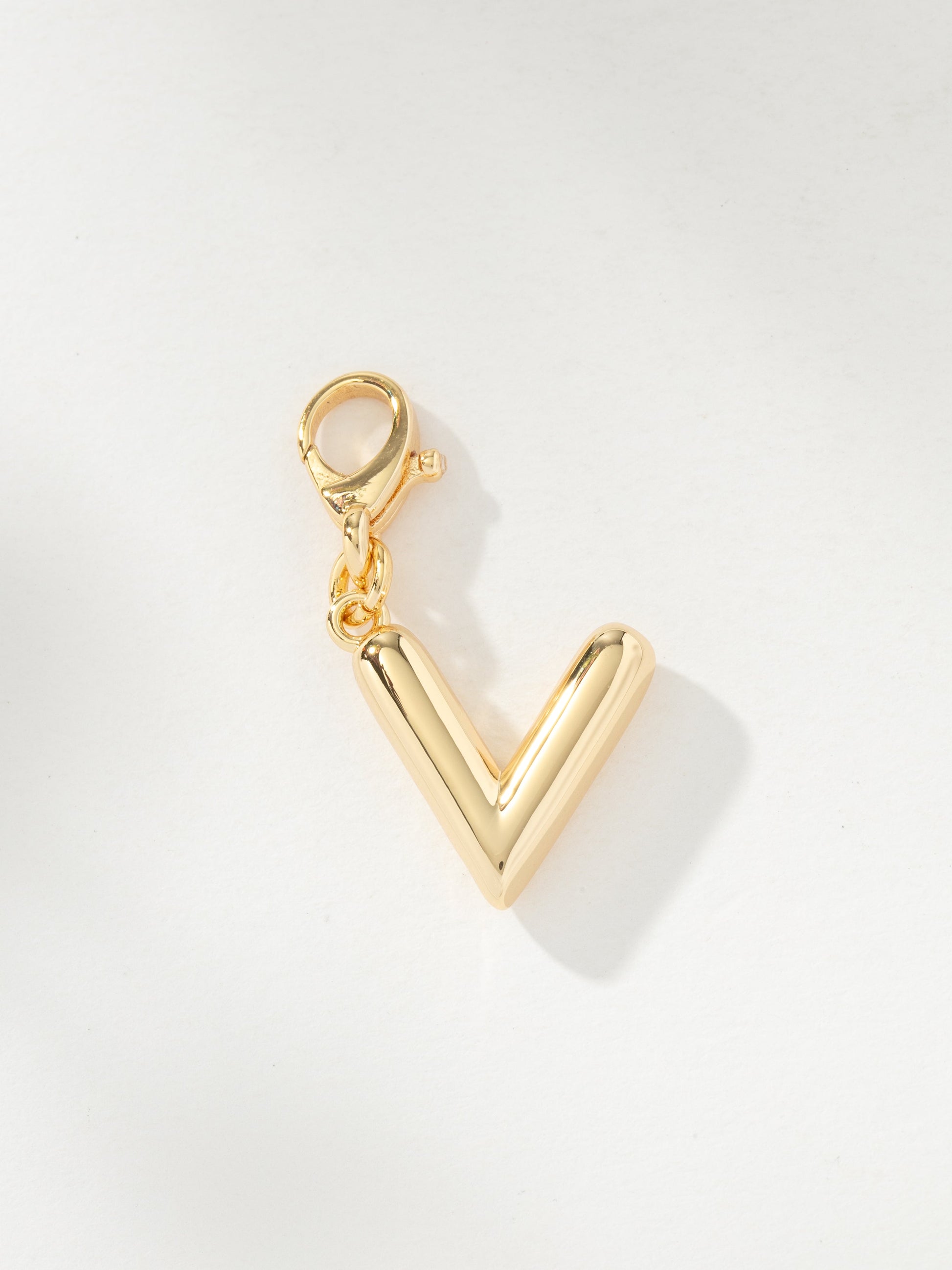 Bubble Letter Charm | Gold V | Product Image | Uncommon James