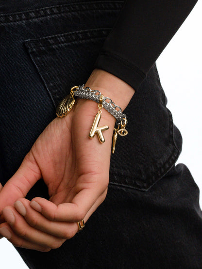 ["Bubble Letter Charm ", " Gold ", " Model Image ", " Uncommon James"]