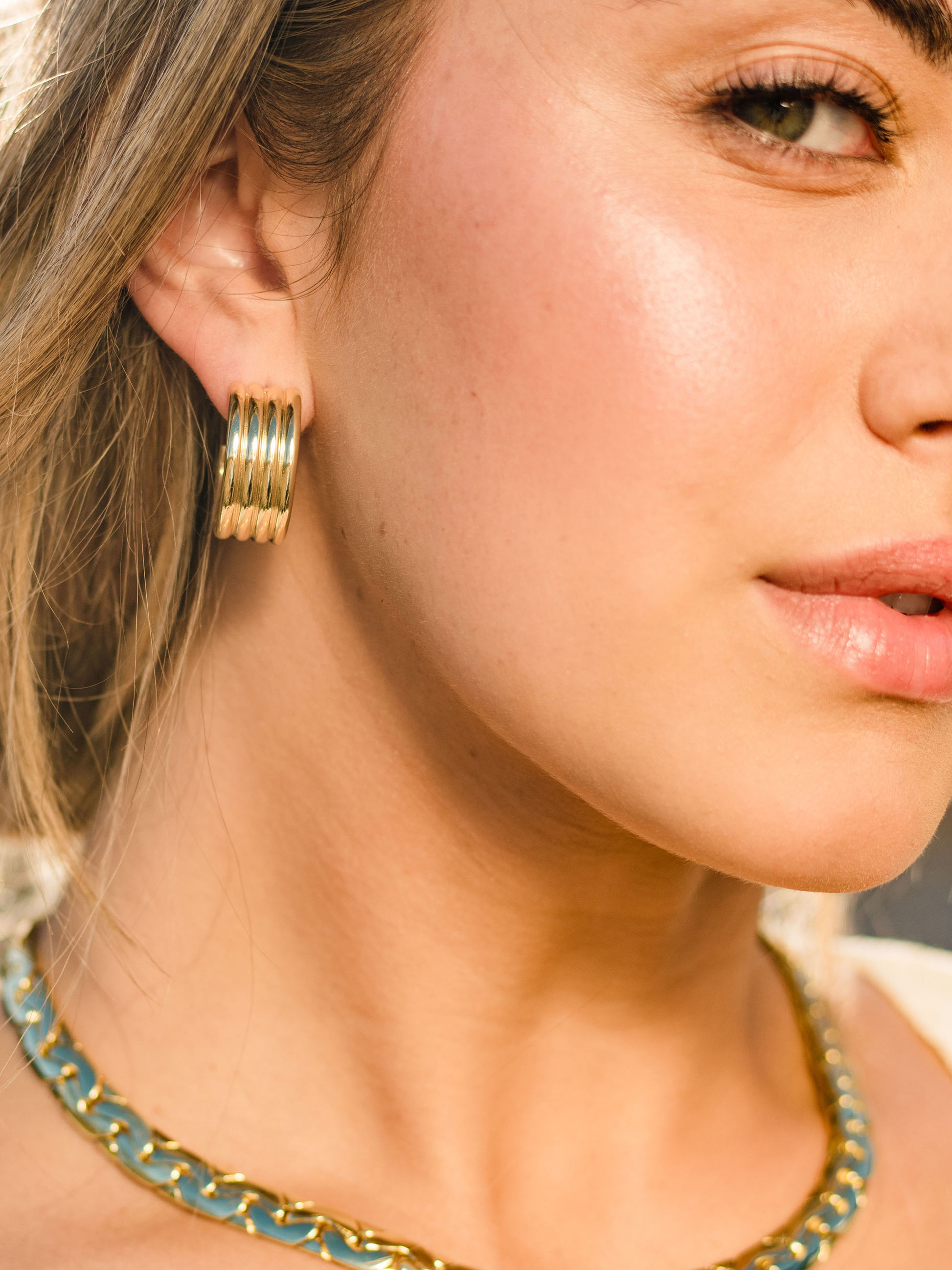 Art Deco Hoop Earrings | Gold | Campaign Image | Uncommon James