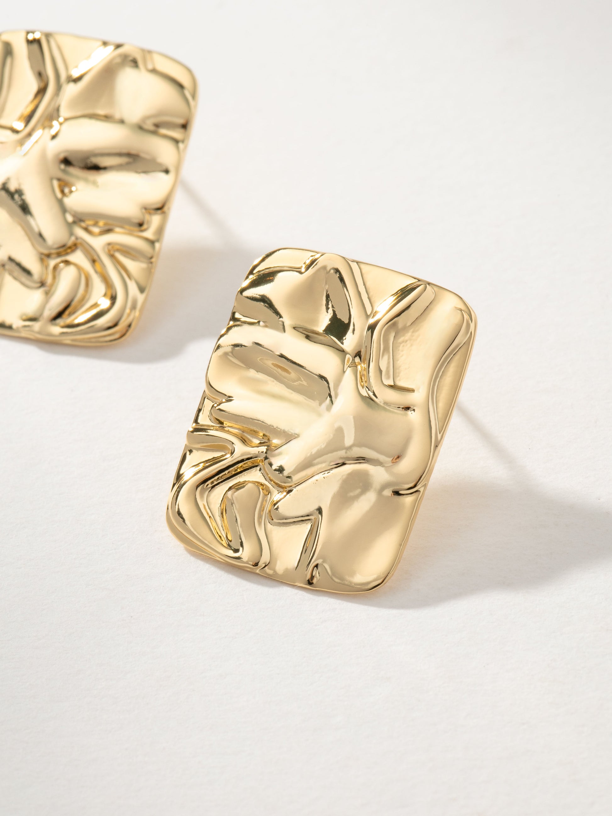 Crushed Statement Stud Earrings | Gold | Product Image | Uncommon James