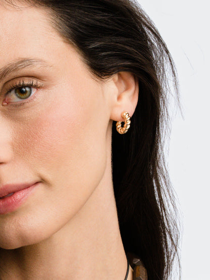 ["Tide Twisted Hoop Earrings ", " Gold ", " Model Image ", " Uncommon James"]