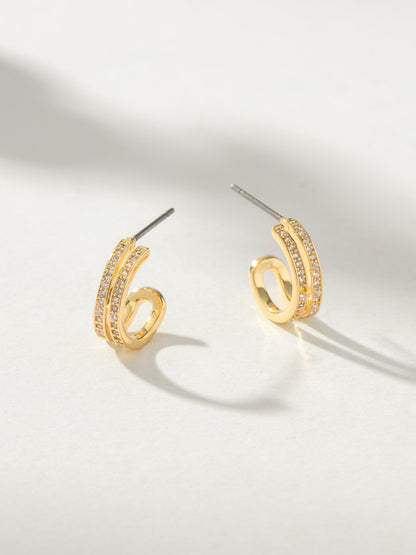 ["Whim Pavé Double Hoop Earrings ", " Gold ", " Product Image ", " Uncommon James"]