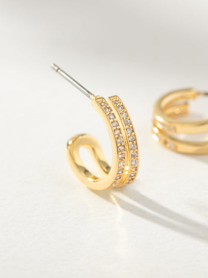 ["Whim Pavé Double Hoop Earrings ", " Gold ", " Product Image ", " Uncommon James"]