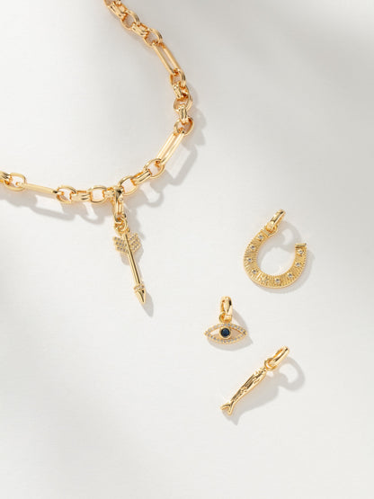 ["Linked Charm Collector Necklace ", " Gold ", " Product Image ", " Uncommon James"]