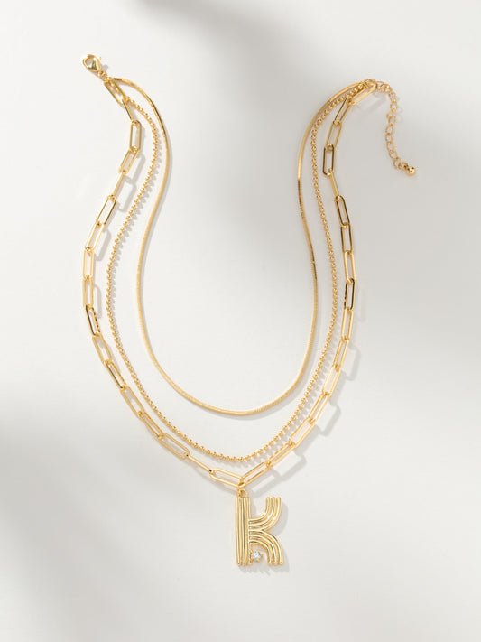 Muse Initial Layered Necklace | Gold | Model Image | Uncommon James