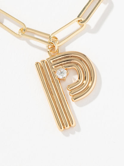 ["Muse Initial Layered Necklace ", " Gold P ", " Product Image ", " Uncommon James"]