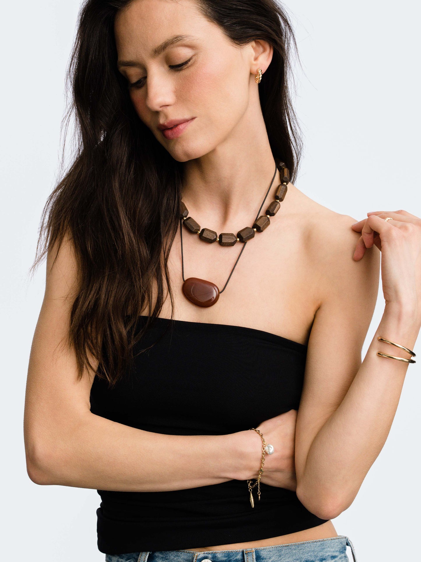 Tan Line Beaded Necklace
