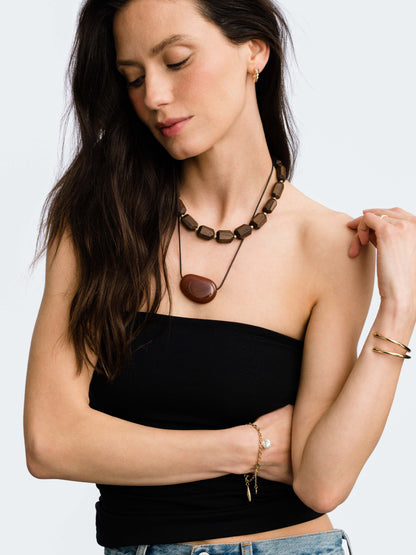 ["Tan Line Beaded Necklace"]