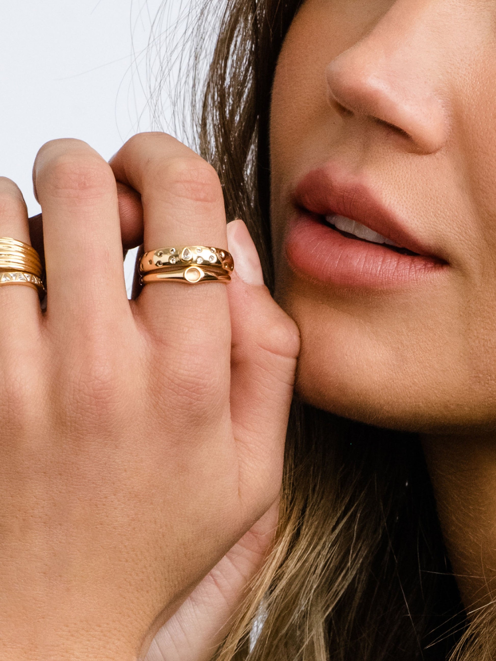 Aqua Ring Stack (Set of 2) | Gold | Model Image | Uncommon James