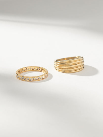 ["Chateau Statement Ring (Set of 2) ", " Gold ", " Product Image ", " Uncommon James"]