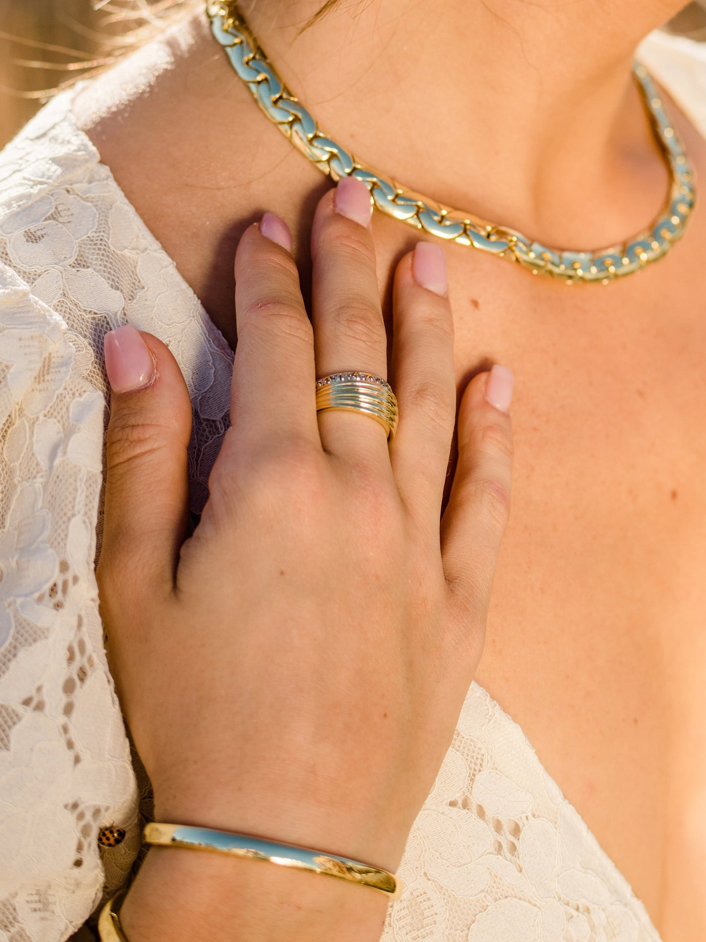 Chateau Statement Ring (Set of 2) | Gold | Campaign Image | Uncommon James