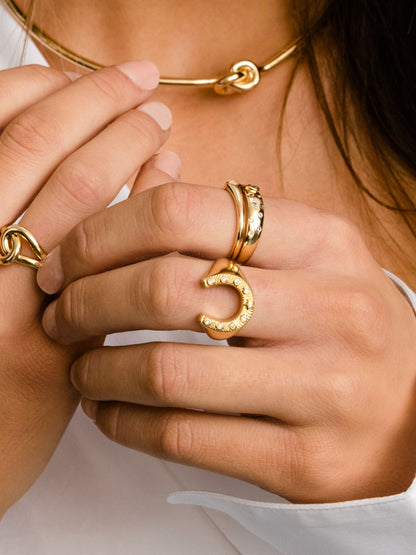 ["Lucky Horseshoe Ring ", " Gold ", " Model Image ", " Uncommon James"]