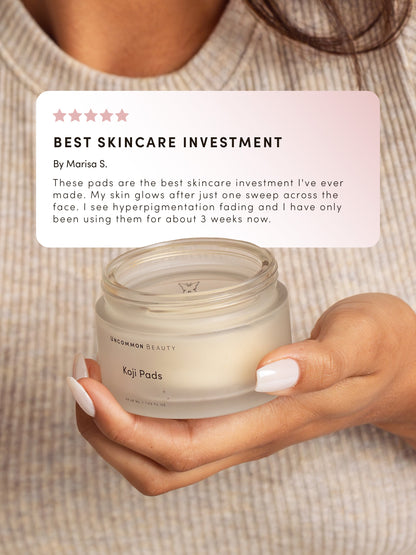 ["Koji Pads ", " 48 ml // 1.62 fl oz ", " Review Image ", " Uncommon Beauty"]