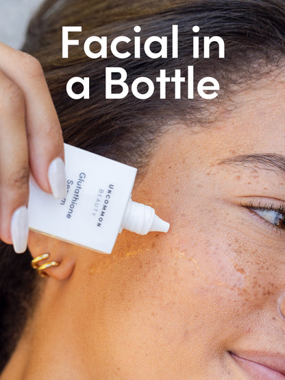 ["Glutathione Serum ", " 33ml // 1.164 fl oz. ", " Model Image ", " Uncommon Beauty"]