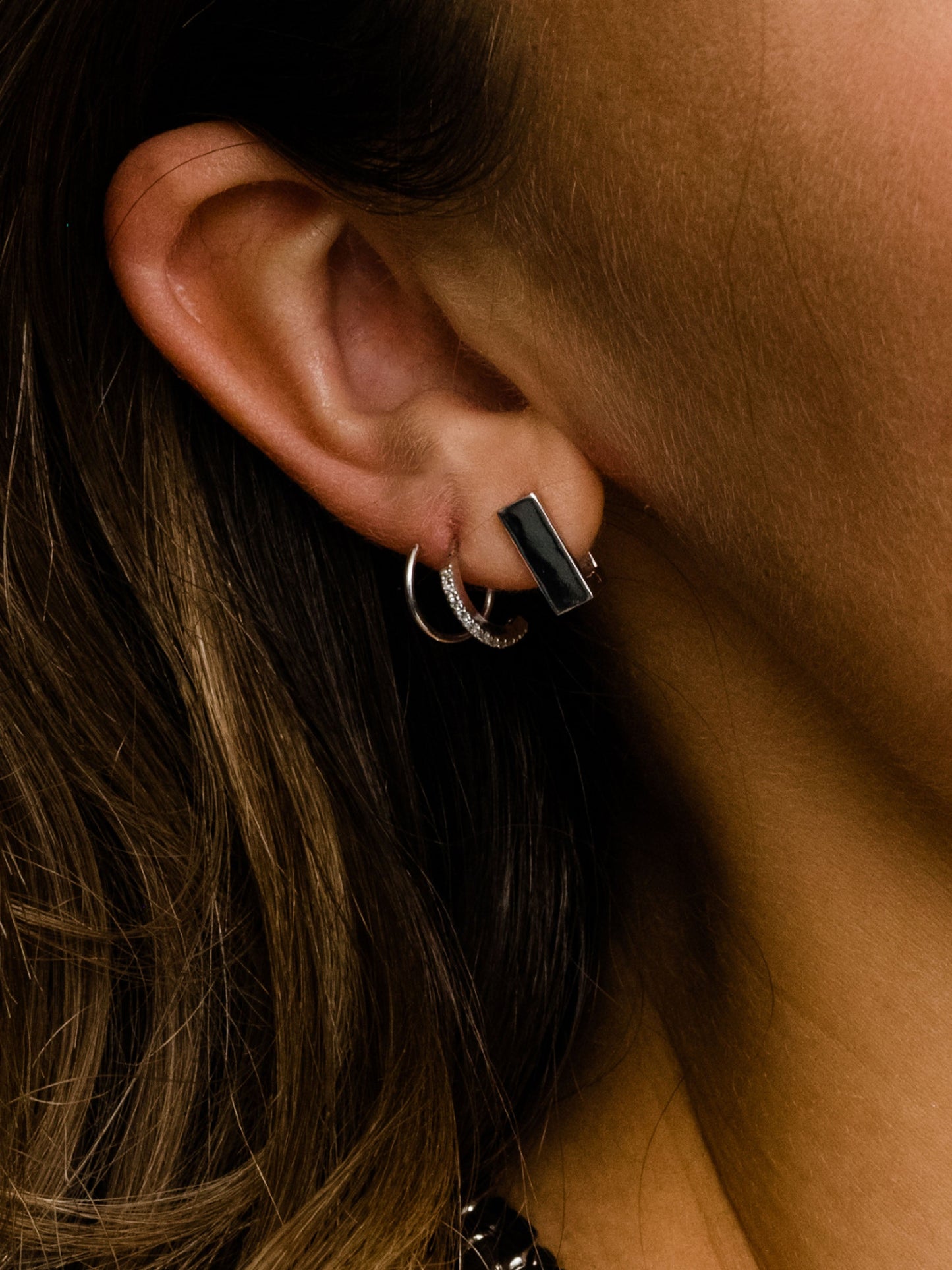 Seeing Double Earrings | Sterling Silver | Model Image | Uncommon James