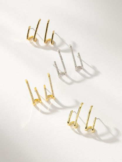 ["Double Vision Ear Climber ", " Gold Sterling Silver ", " Group Image ", " Uncommon James"]