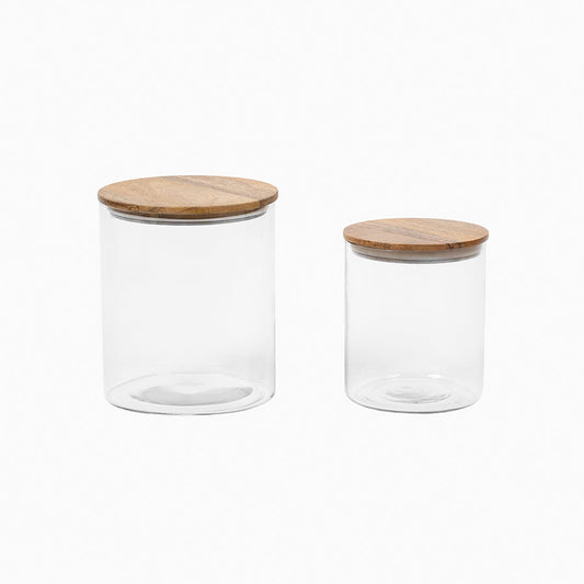 Glass Jars with Wooden Lids (Set of 2) | Lifestyle Image | Uncommon James Home