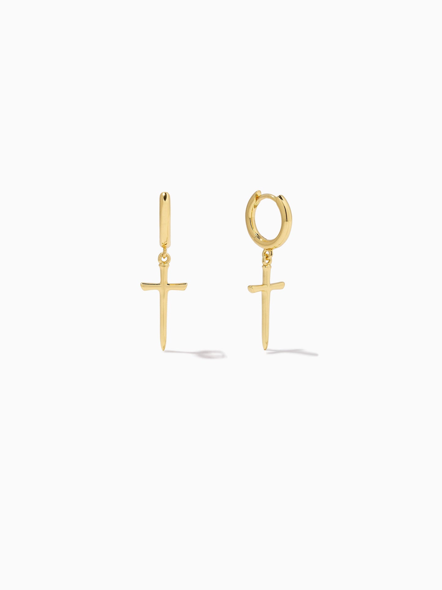 Cross Vermeil Huggies | Gold Vermeil | Product Detail Image | Uncommon James