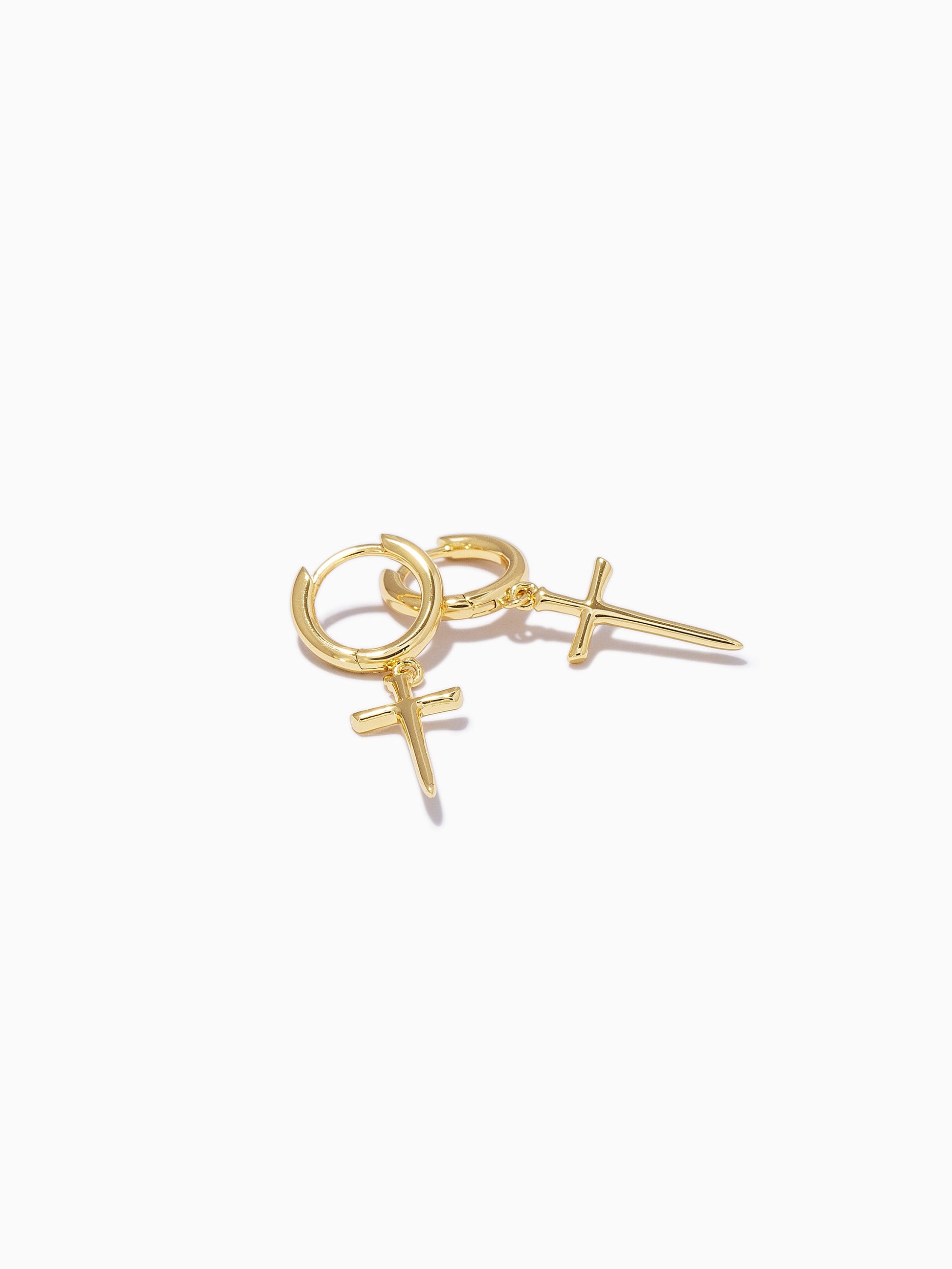 Cross Vermeil Huggies | Gold Vermeil | Product Detail Image 2 | Uncommon James