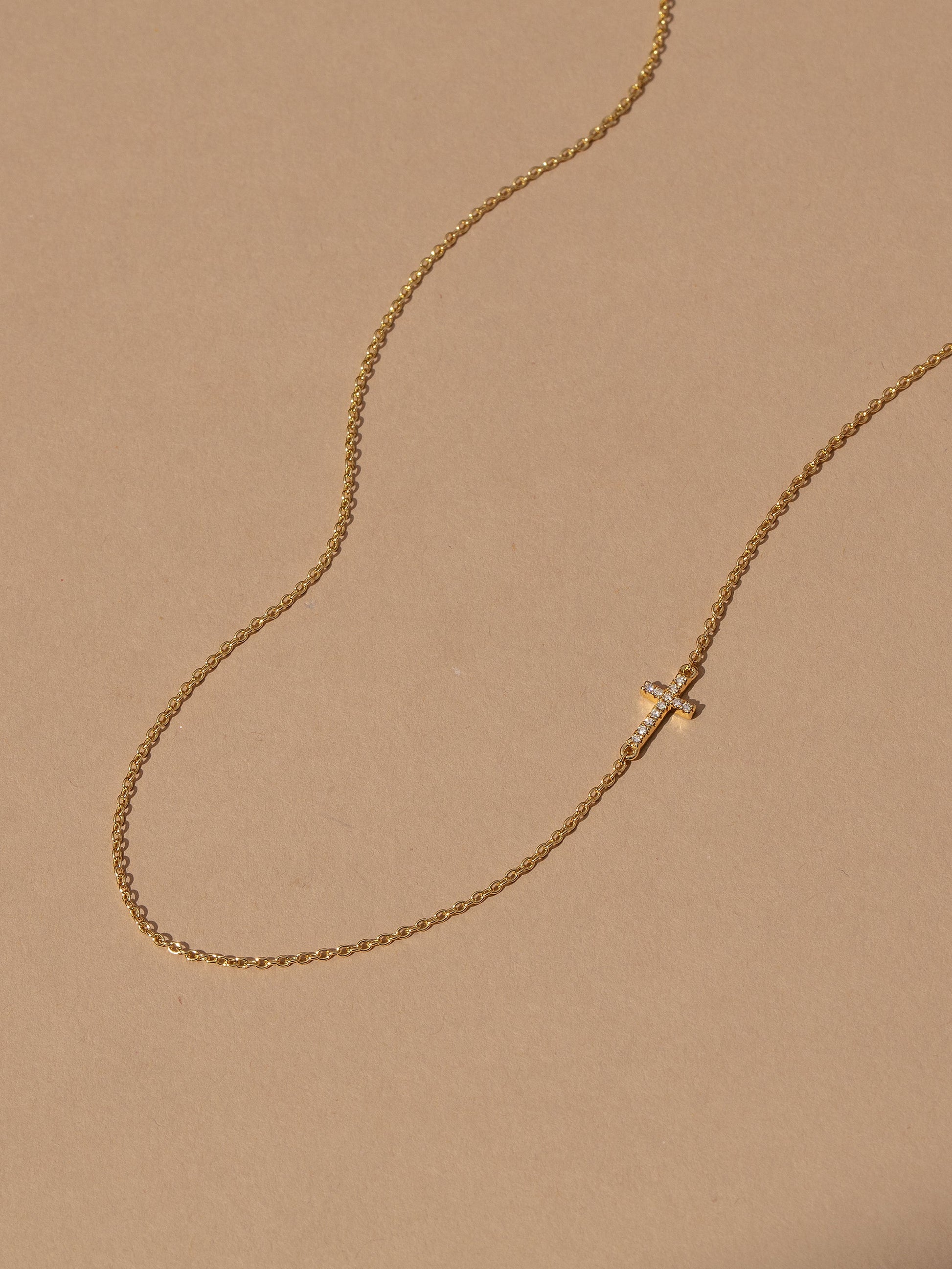 Side Cross Vermeil Necklace | Gold Vermeil | Product Image | Uncommon James